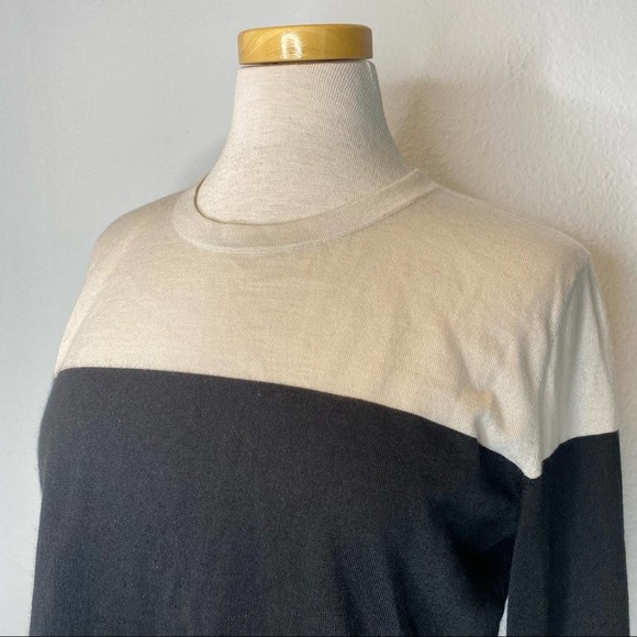 Akris Cashmere Silk Colorblock Crew Neck Sweater Size Large - Picture 2 of 7